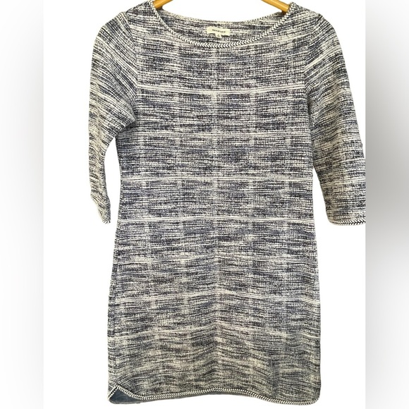 🔥🤍Max Studio soft tweed-like dress size S with cream/blue colors. Like new!! - Picture 1 of 8